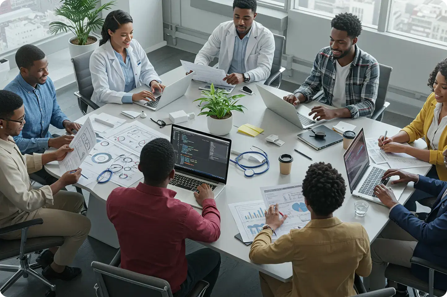 Team collaboration showcasing industry solutions